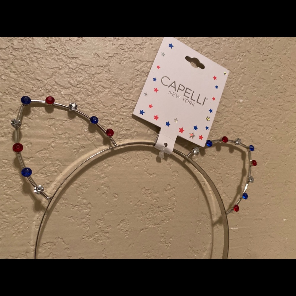 4th of July Patriotic Jeweled Cat Ears Headband - Picture 5 of 12